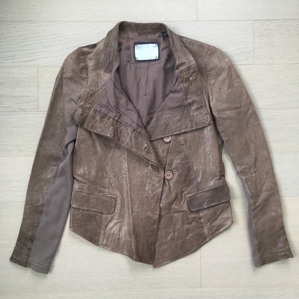 ✨SOLD✨Asymmetrical Funnel Neck Leather Jacket